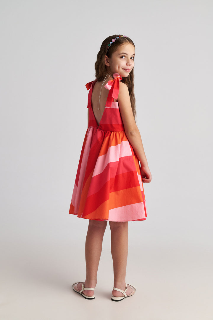 dress striped bow strap jumper - striped