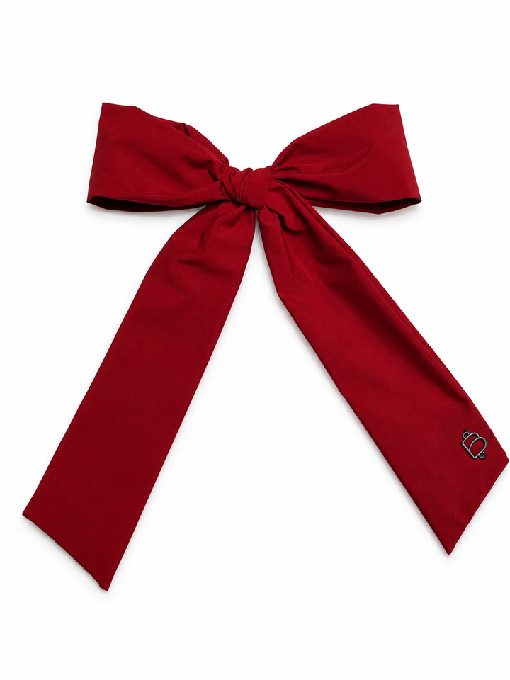 clip taffeta winter edition bow - burgundy