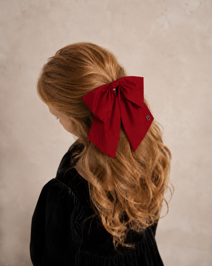 clip taffeta winter edition dressy bow - burgundy
