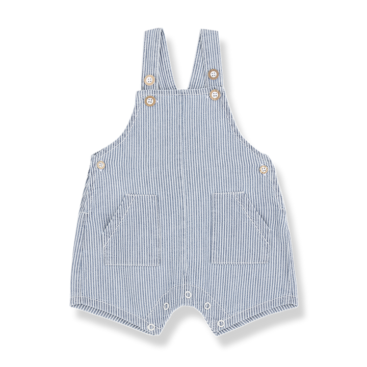 one piece striped suspender overalls - denim