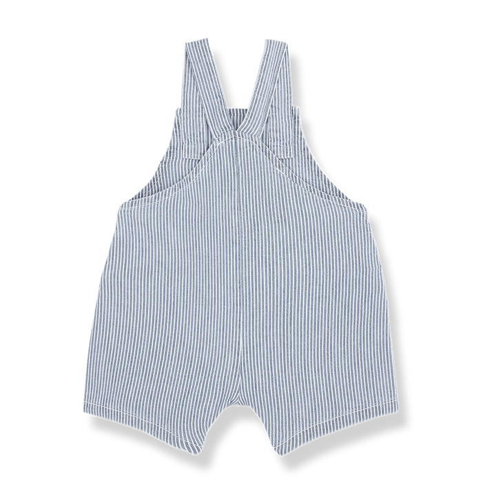one piece striped suspender overalls - denim