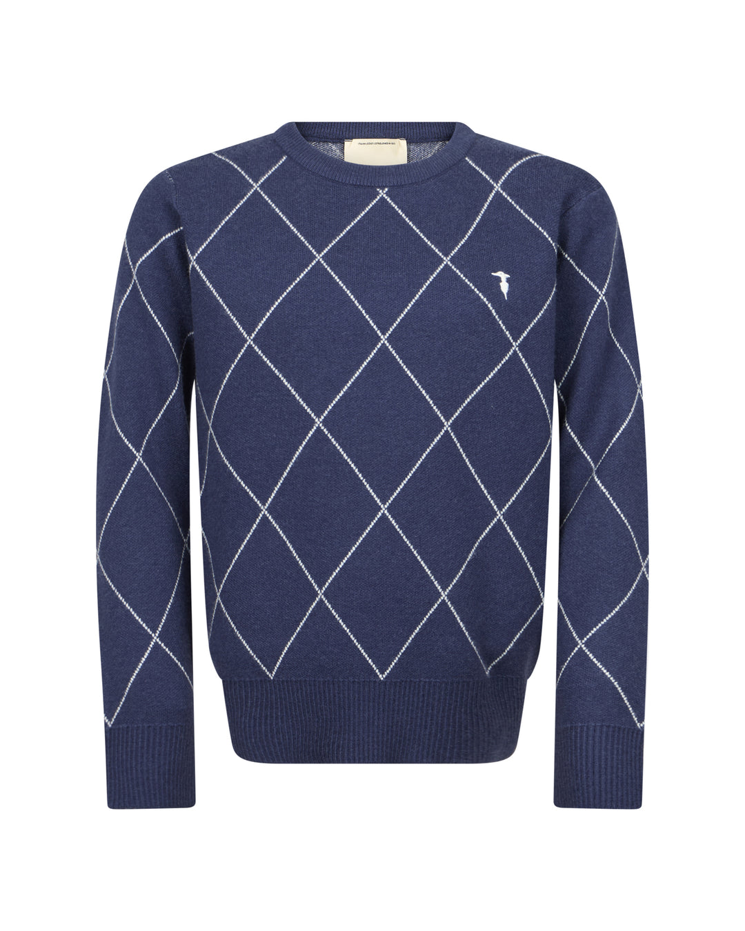 top l/s argyle outline sweater - blue naval