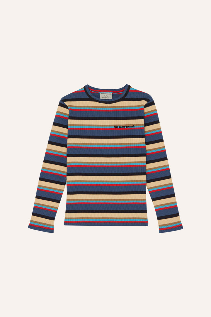 tee l/s ribbed striped with logo - multi