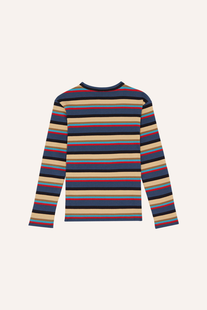 tee l/s ribbed striped with logo - multi