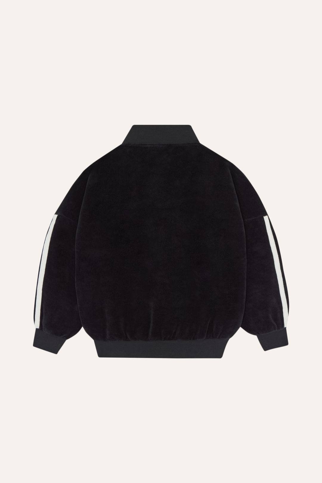 top l/s velour stripe half zip sweatshirt - black