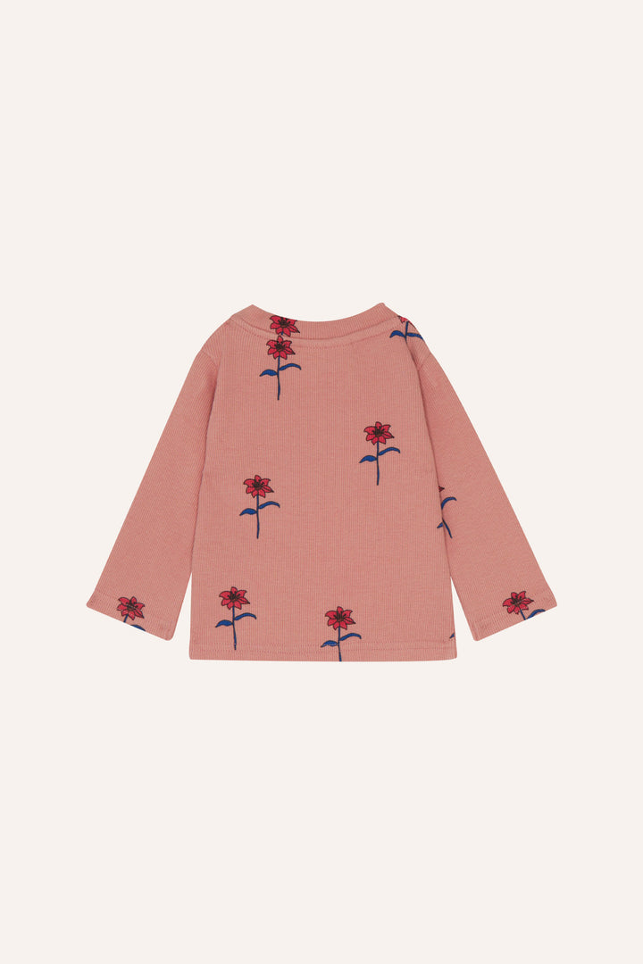 set outfit ribbed floral printed tee and leggings - pink