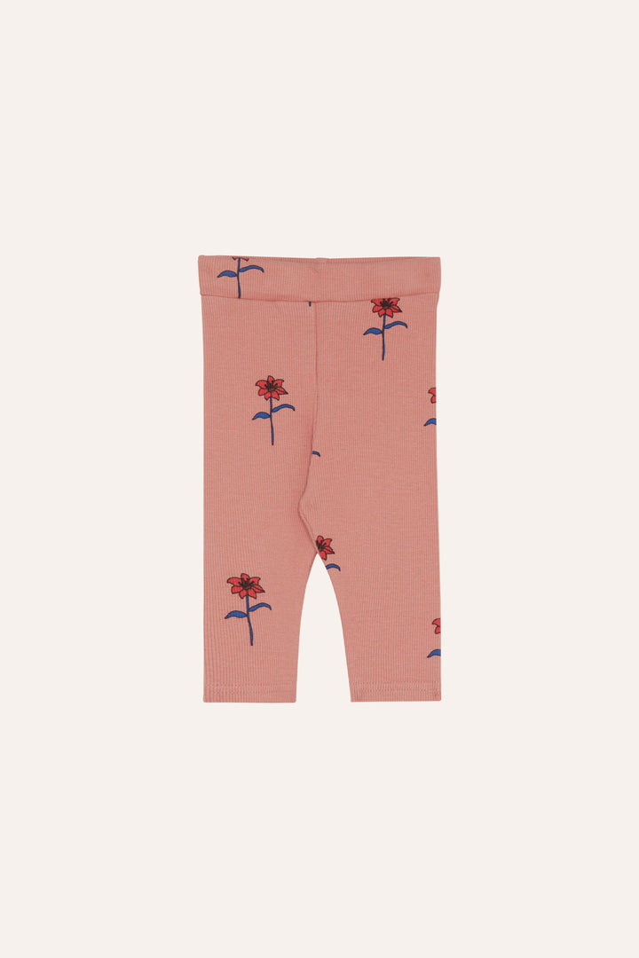 set outfit ribbed floral printed tee and leggings - pink