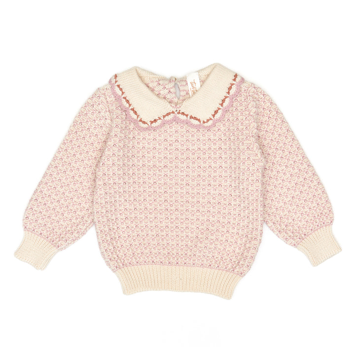 set outfit marled knit collared sweater and leggings - ntrl/rse qurtz/ntrl