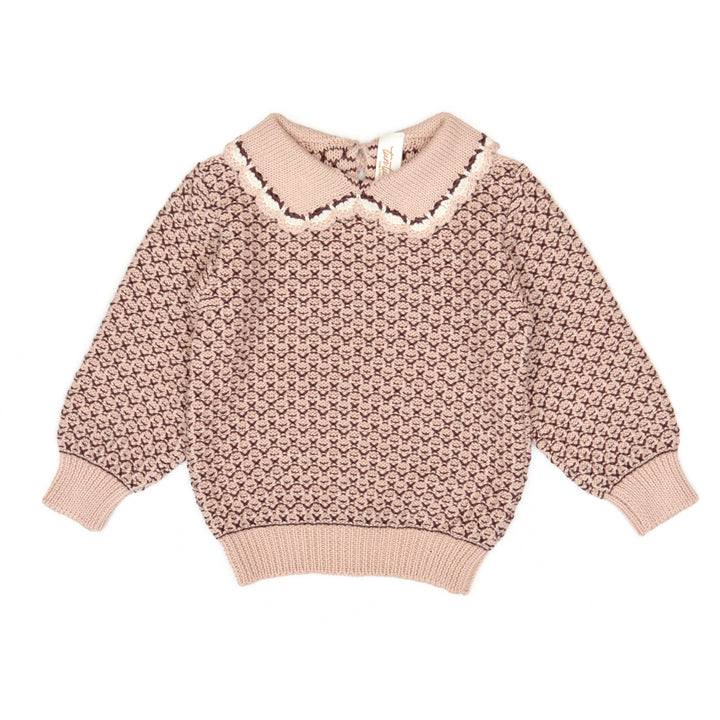 set outfit marled knit collared sweater and leggings - shl pk/dk plm/shl pk