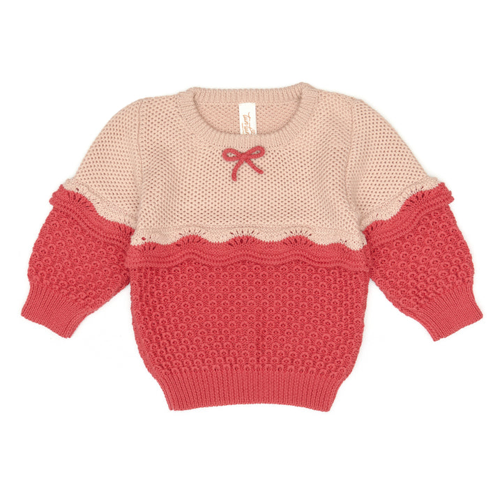set outfit multi knit mini bow sweater and leggings - shl pnk/rs rd/rs rd