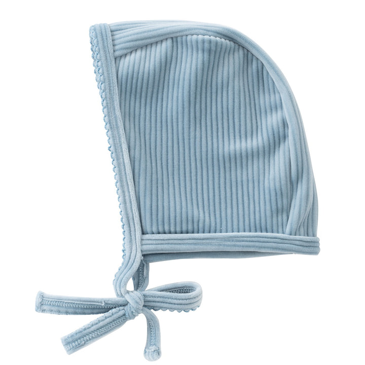 set footie velour ribbed wrap with bonnet and blanket - blue