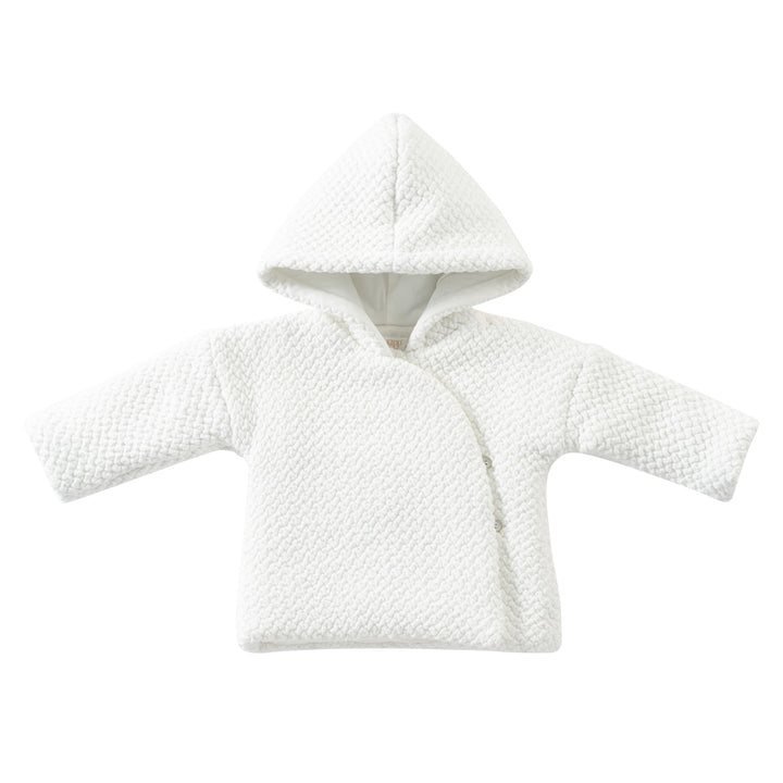 jacket with hat and blanket textured - white