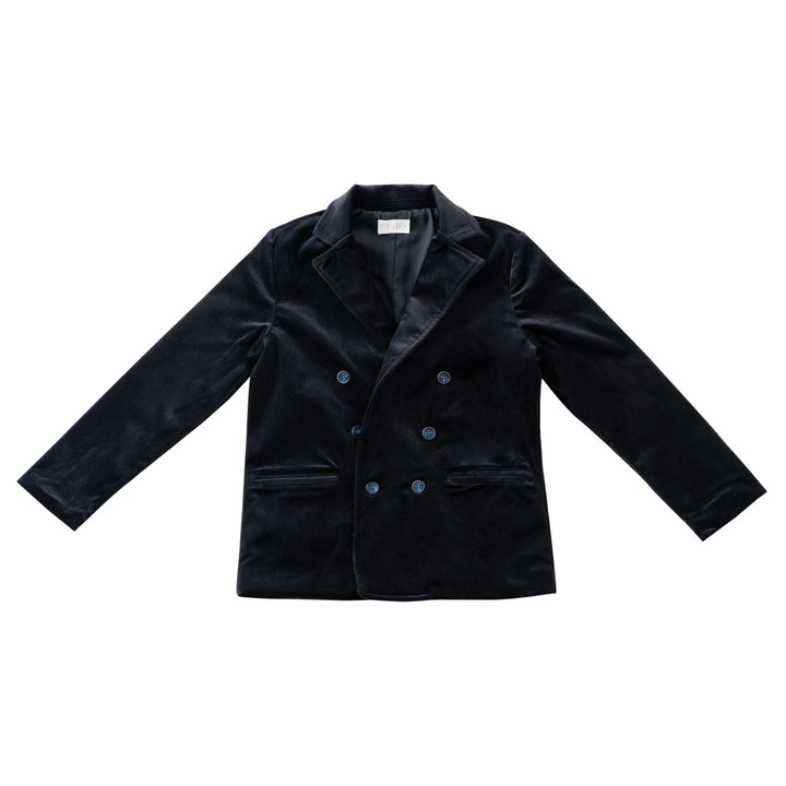 suit velvet blue buttons - black