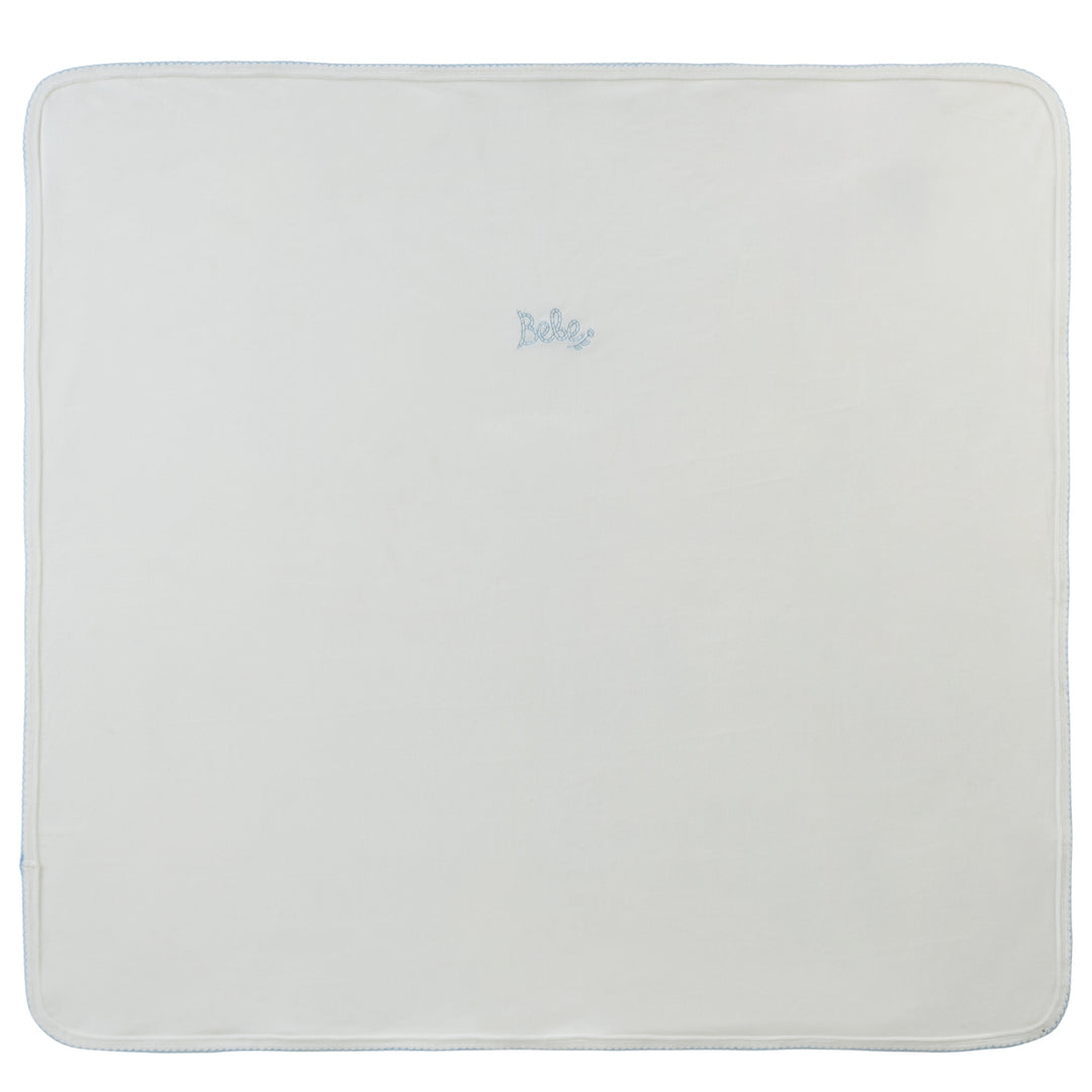 set footie velour bebe with bonnet and blanket - white blue