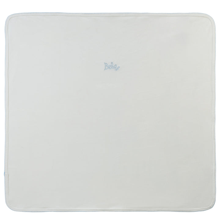 set footie velour bebe with bonnet and blanket - white blue