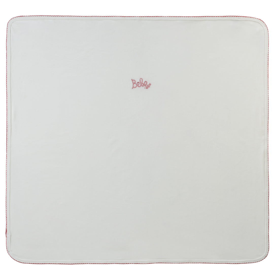 set footie velour bebe with bonnet and blanket - white red