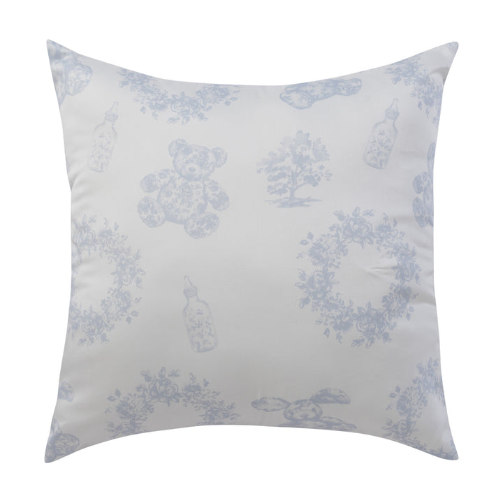 pillow toile print padded - white blue
