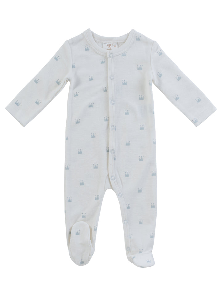 footie crown print - blue