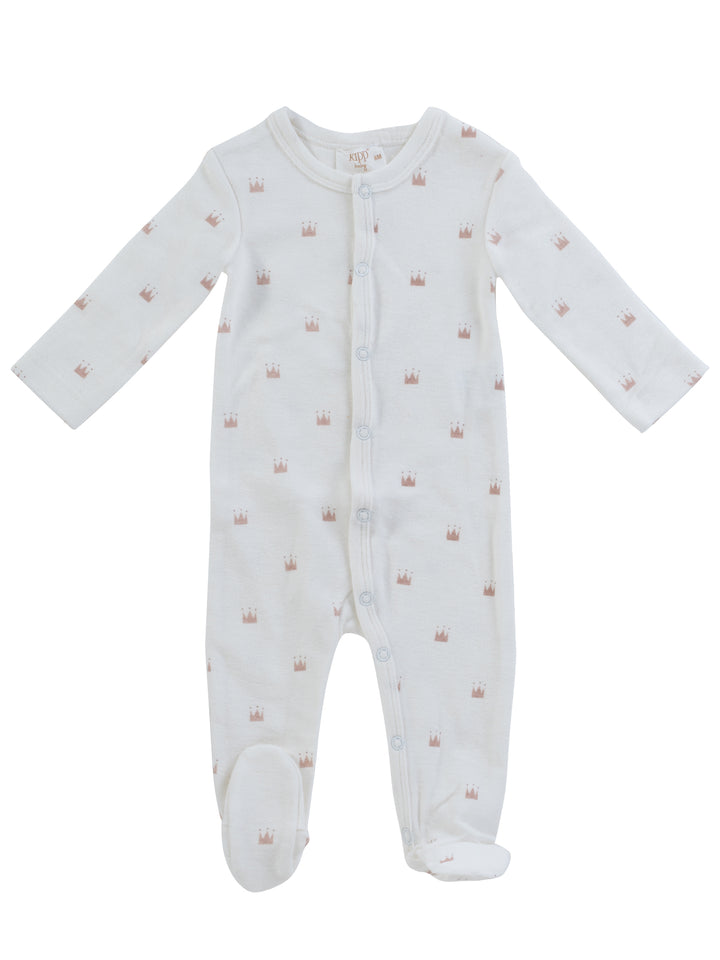 footie crown print - pink