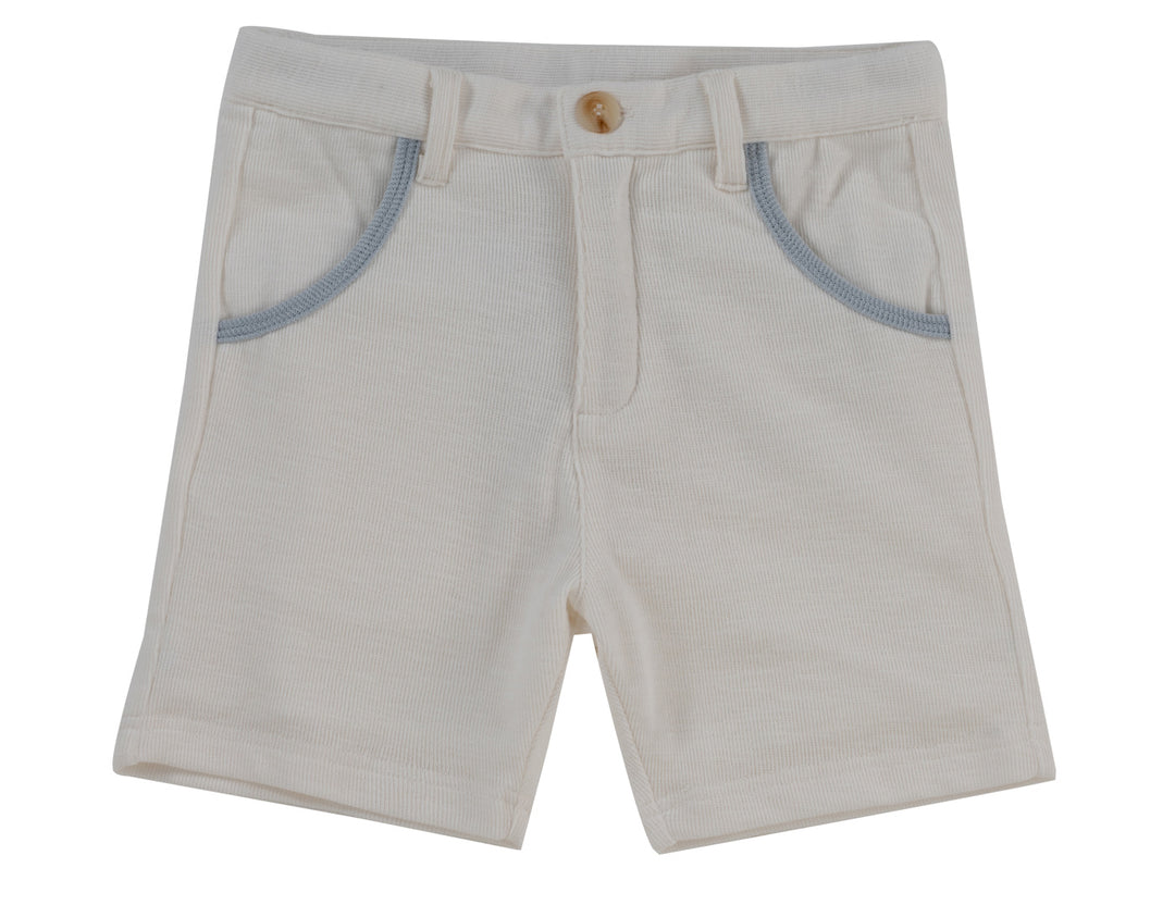 suit ribbed color trim emblem blazer and shorts - blue