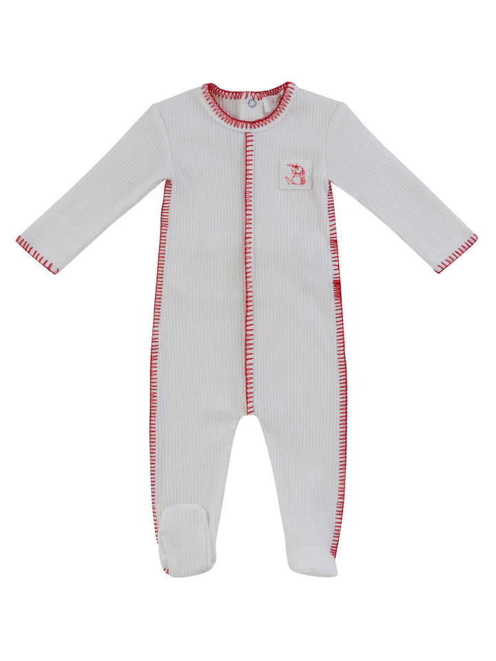 footie top stitch - red