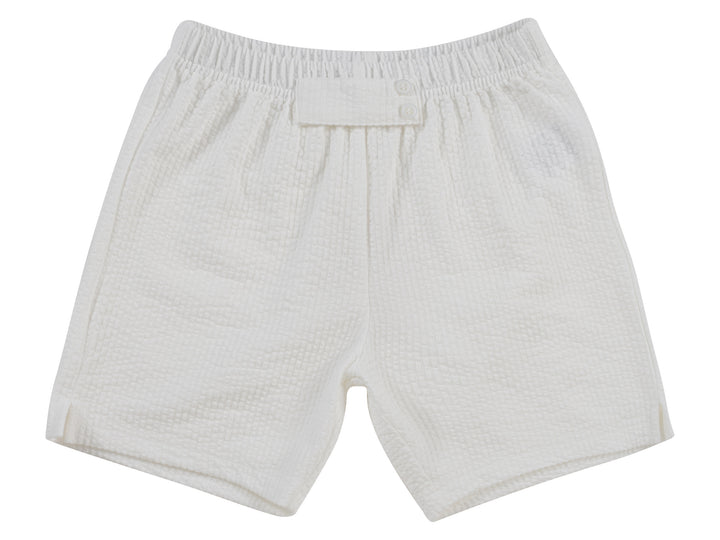 set outfit seersucker tab pocket shirt and shorts - white