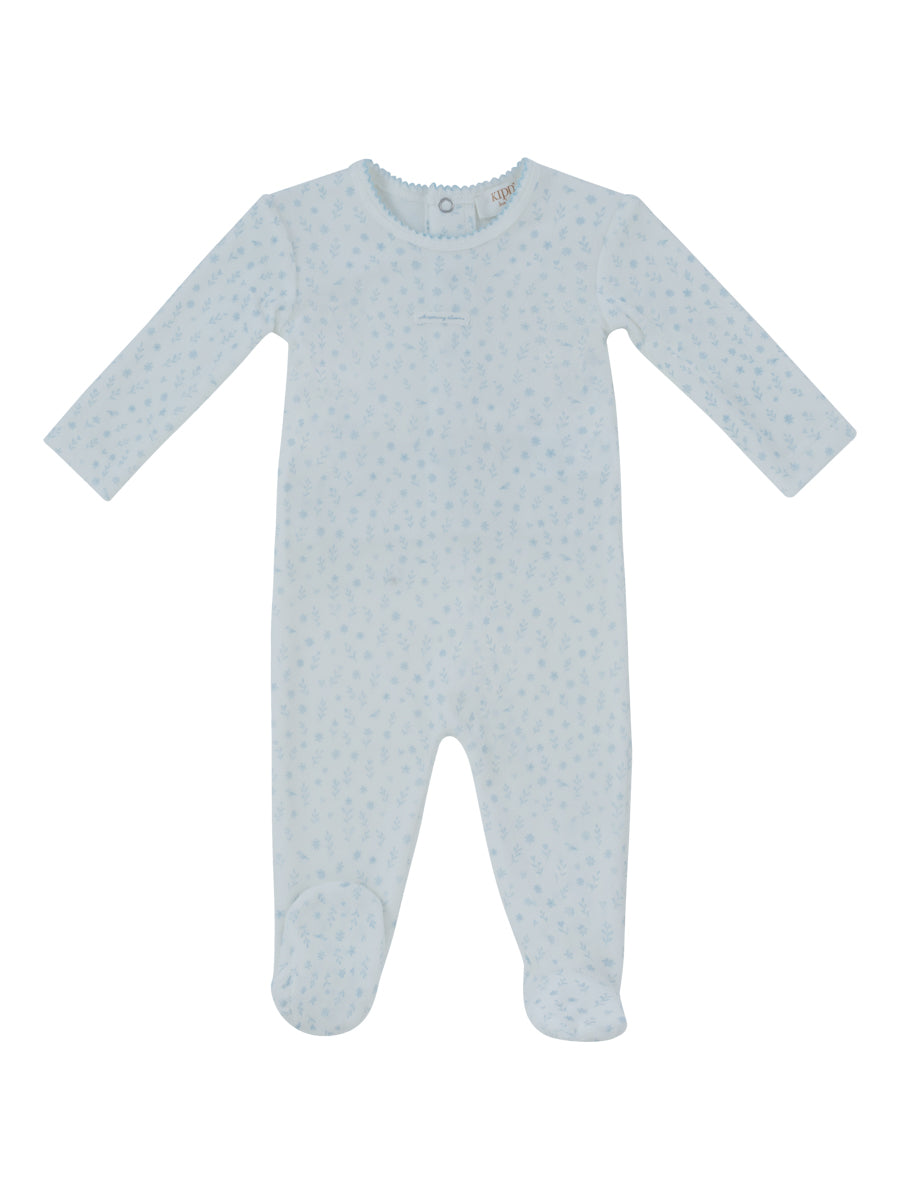 footie velour printed - blue