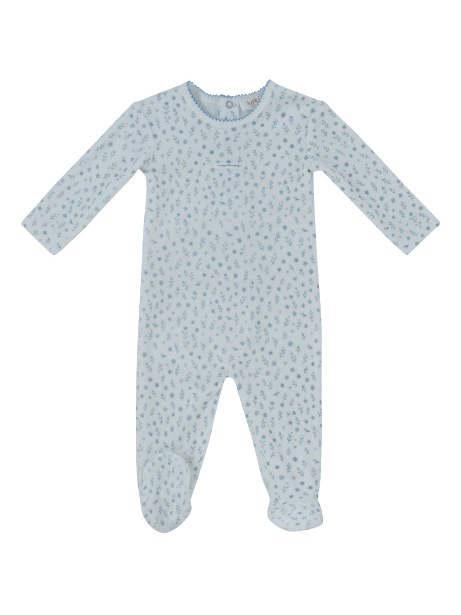 footie velour printed - dark blue