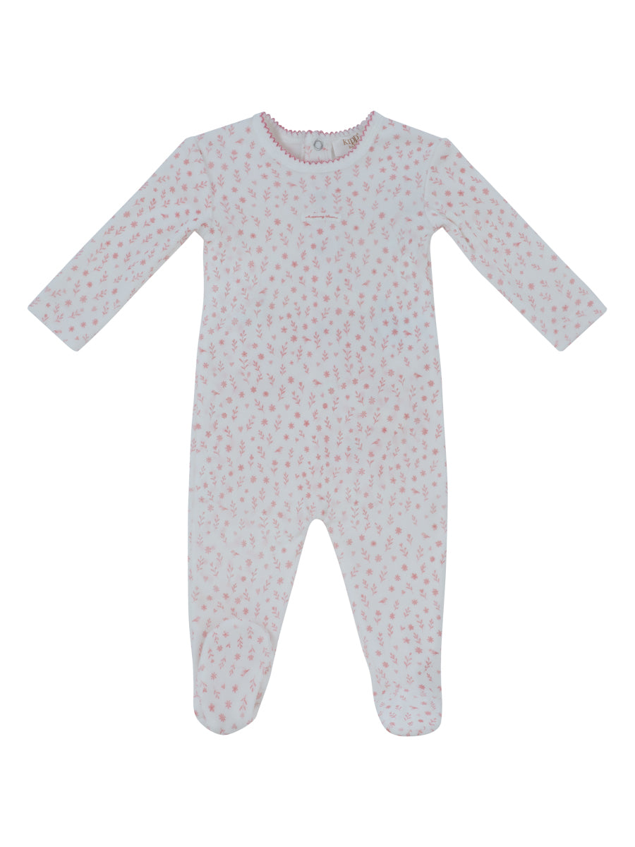 footie velour printed - pink
