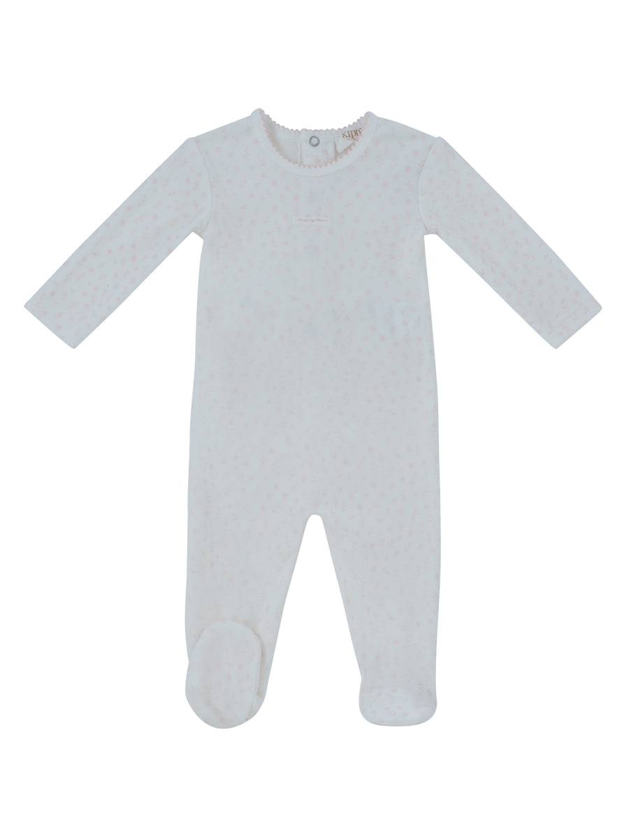 footie velour printed - rose