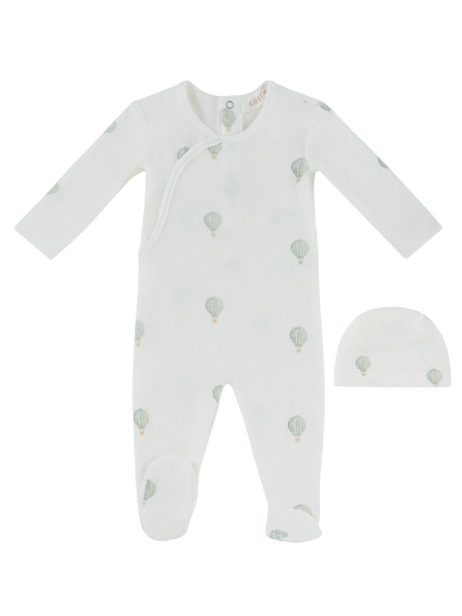 footie velour hot air balloon with beanie - blue