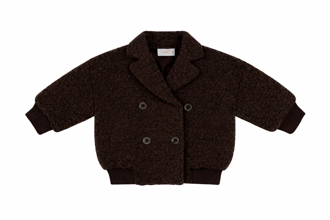 jacket sherpa double breasted - chocolate