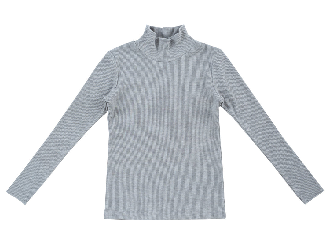 top l/s ribbed turtleneck - grey