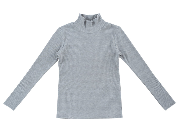 top l/s ribbed turtleneck - grey