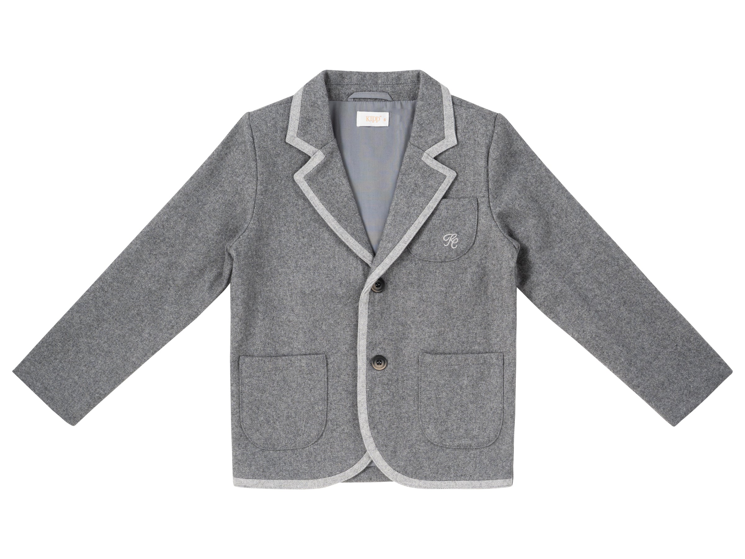 blazer wool contrast trim with pockets - grey – Lily and Todd