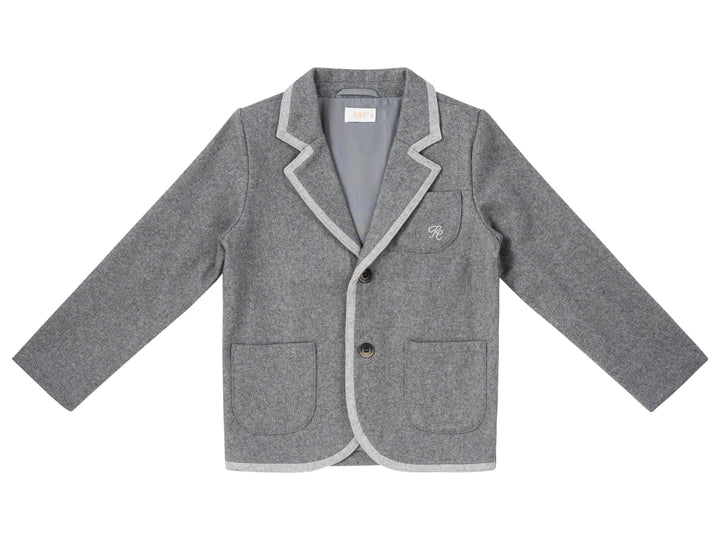 blazer wool contrast trim with pockets - grey