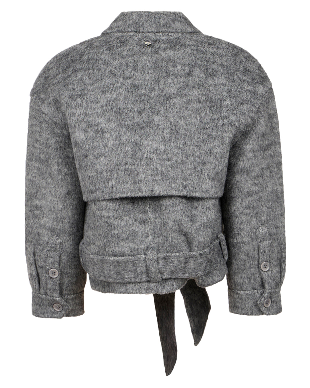 coat cropped wool double breasted trench style - grey