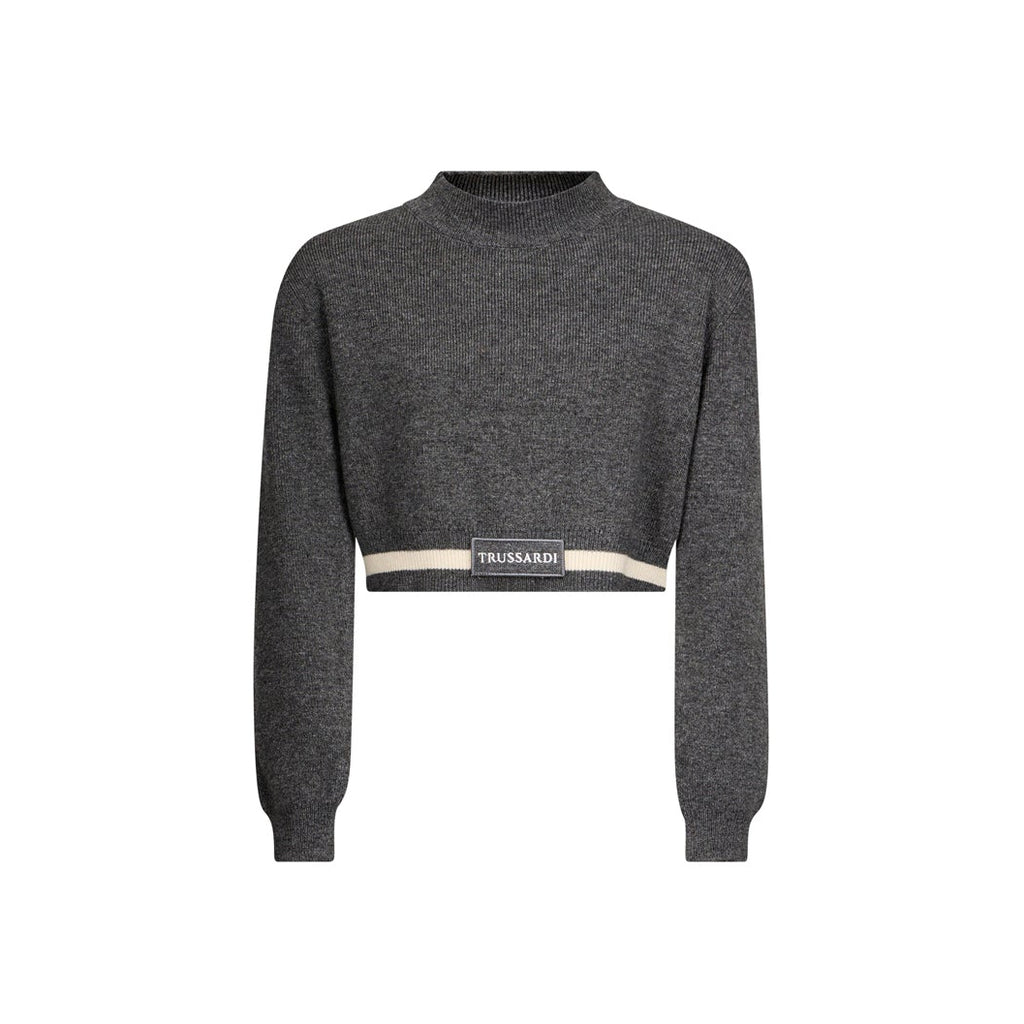 top l/s cropped logo stripe sweater - grey – Lily and Todd
