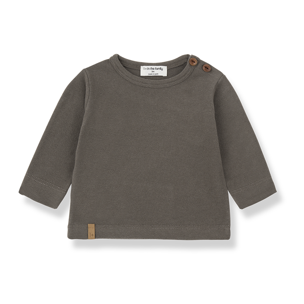 set outfit solid tee and houndstooth suspender bloomers - dark taupe