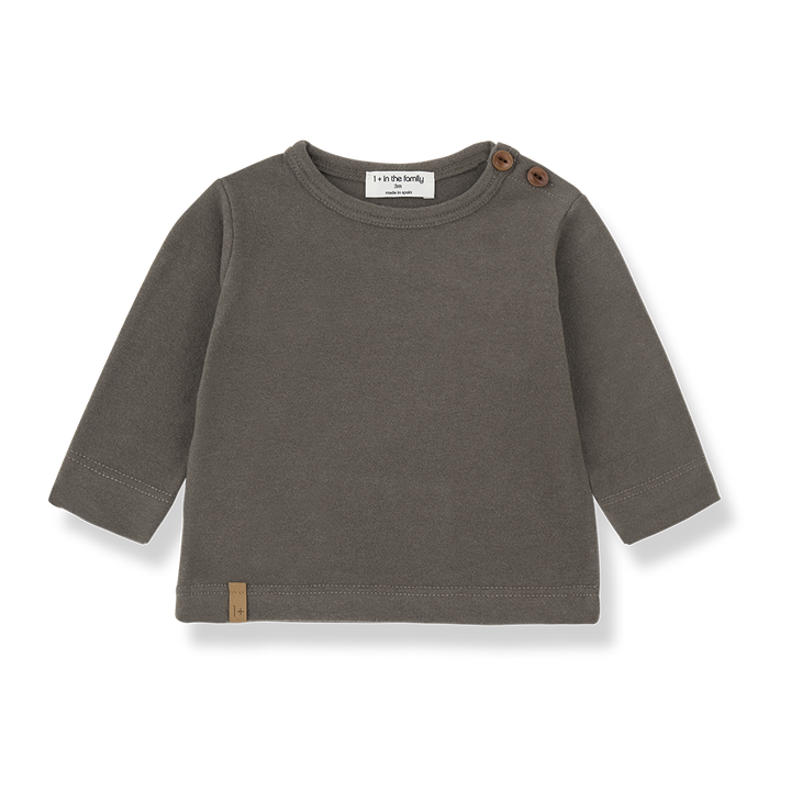 set outfit solid tee and houndstooth suspender bloomers - dark taupe
