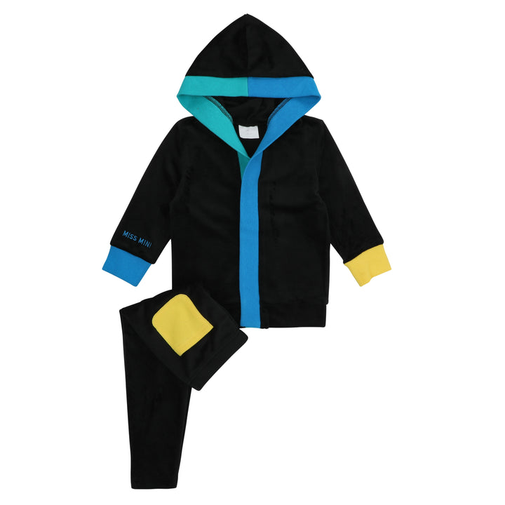 pajamas two toned hoodie - black/multi