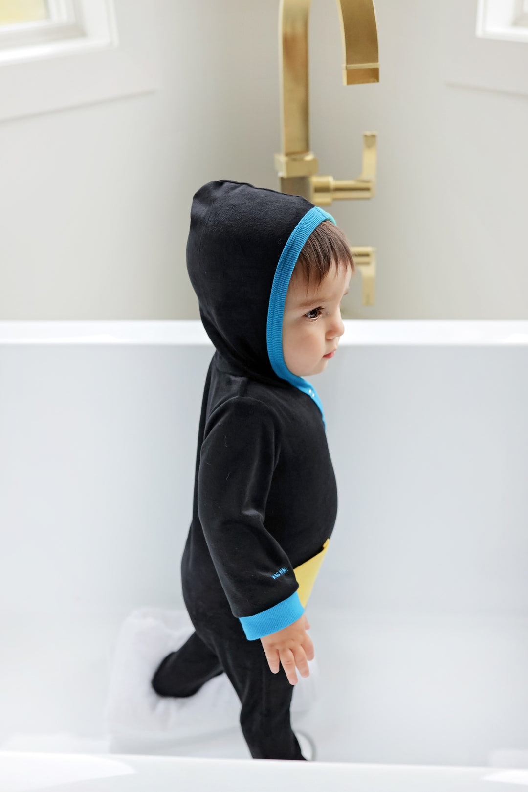 footie two toned hooded - black/multi