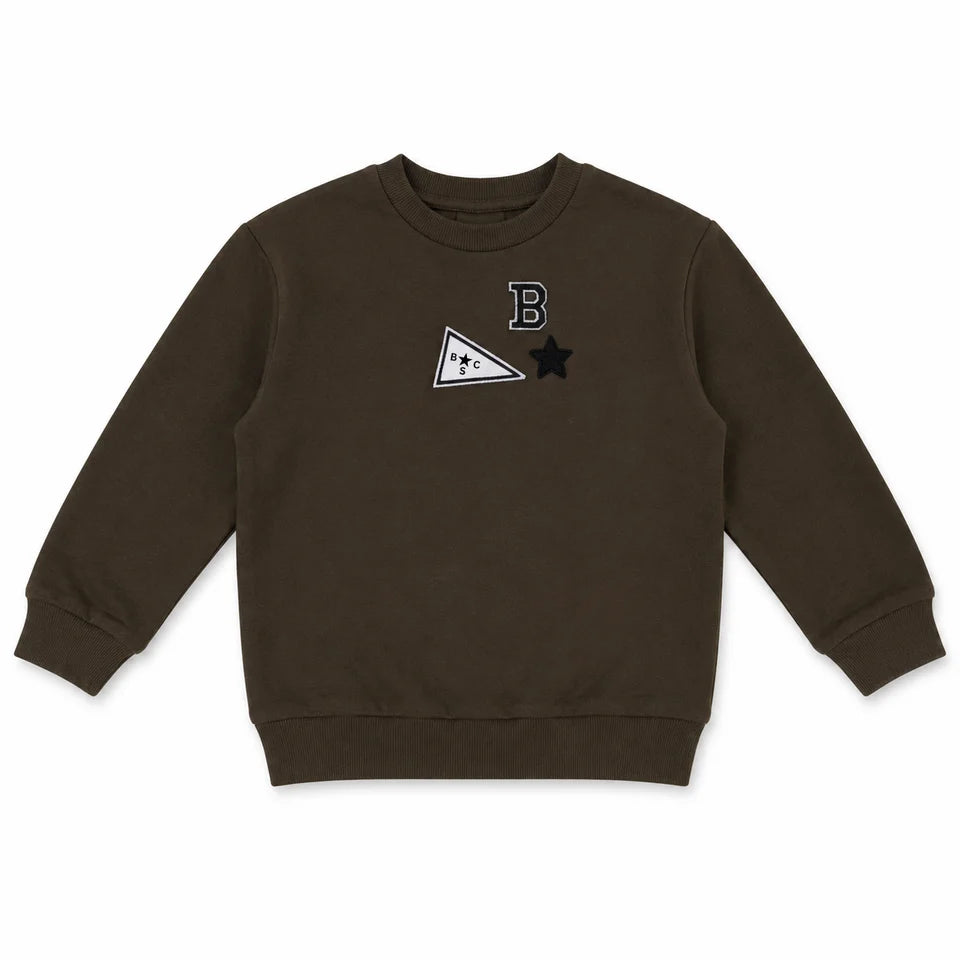 top l/s patch sweatshirt - green wash