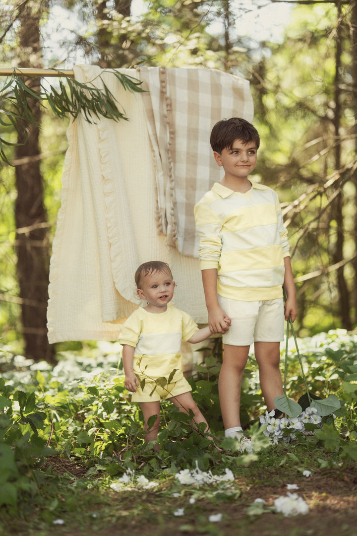 top l/s striped sweatshirt with collar - pale yellow-189