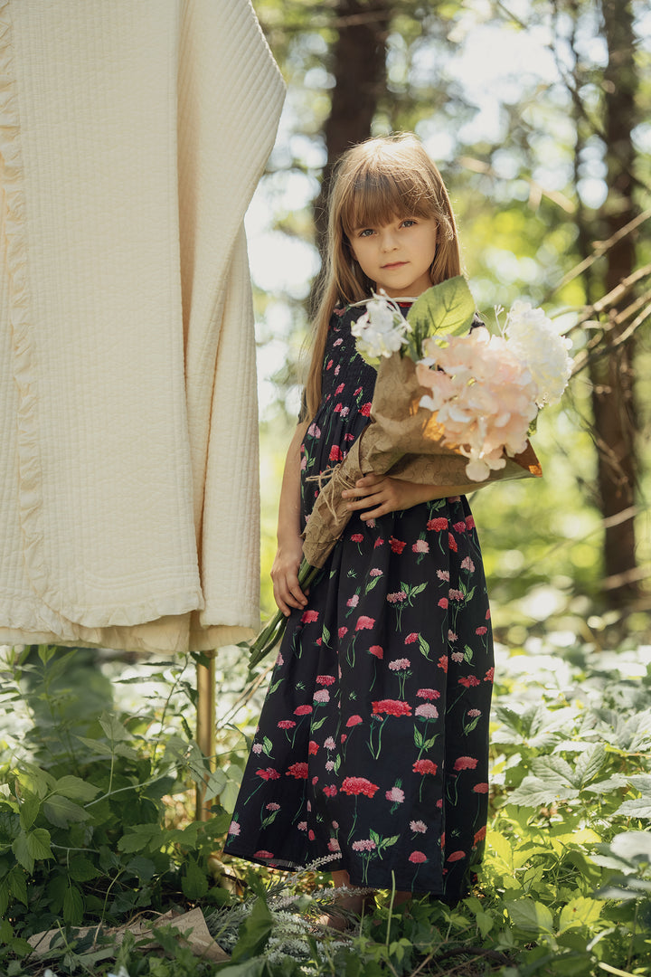 maxi dress smocked with embroidered collar - floral-16