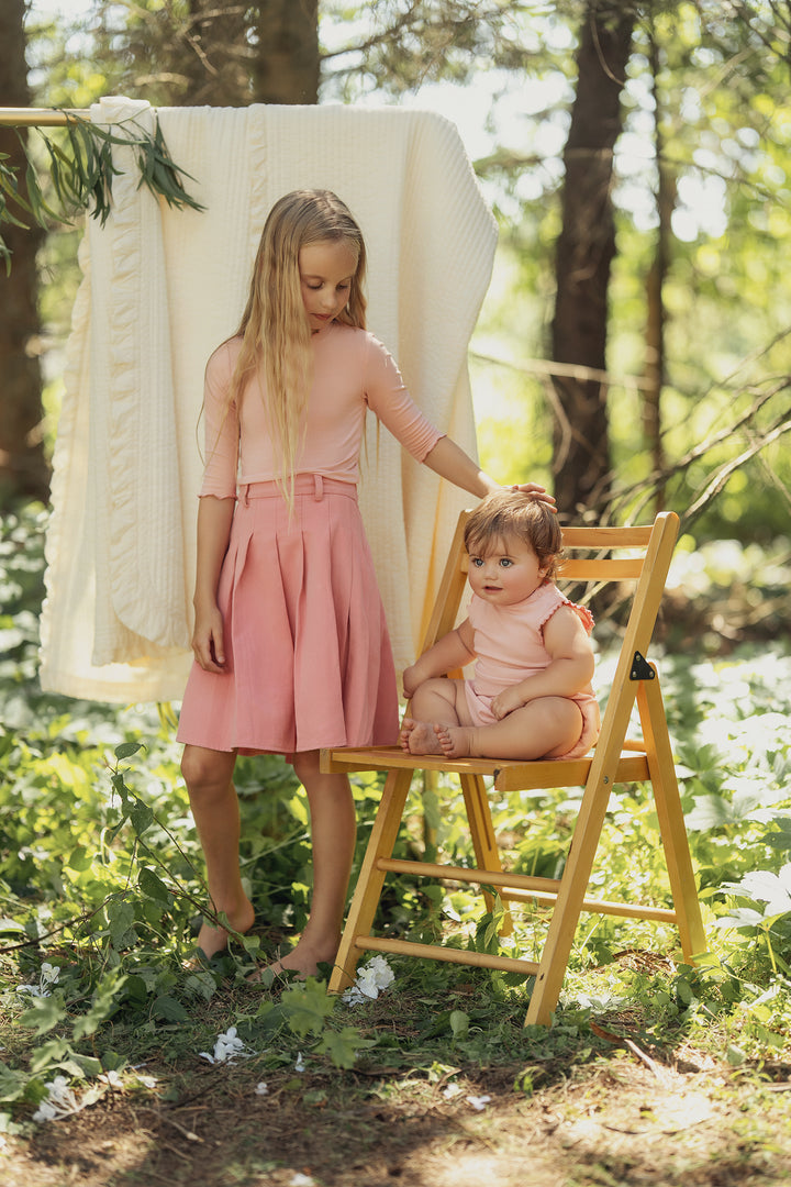 set outfit scalloped edge ribbed tank and bloomer - blush-502