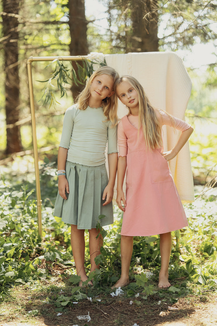 dress v cut denim jumper - blush-502