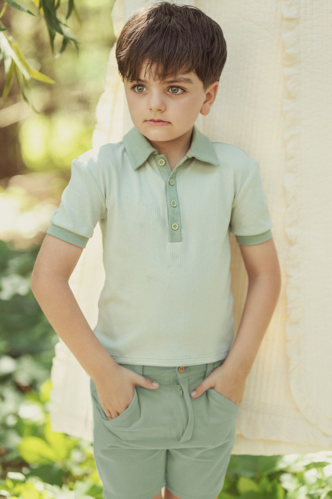 polo s/s ribbed color trim - mint green-104