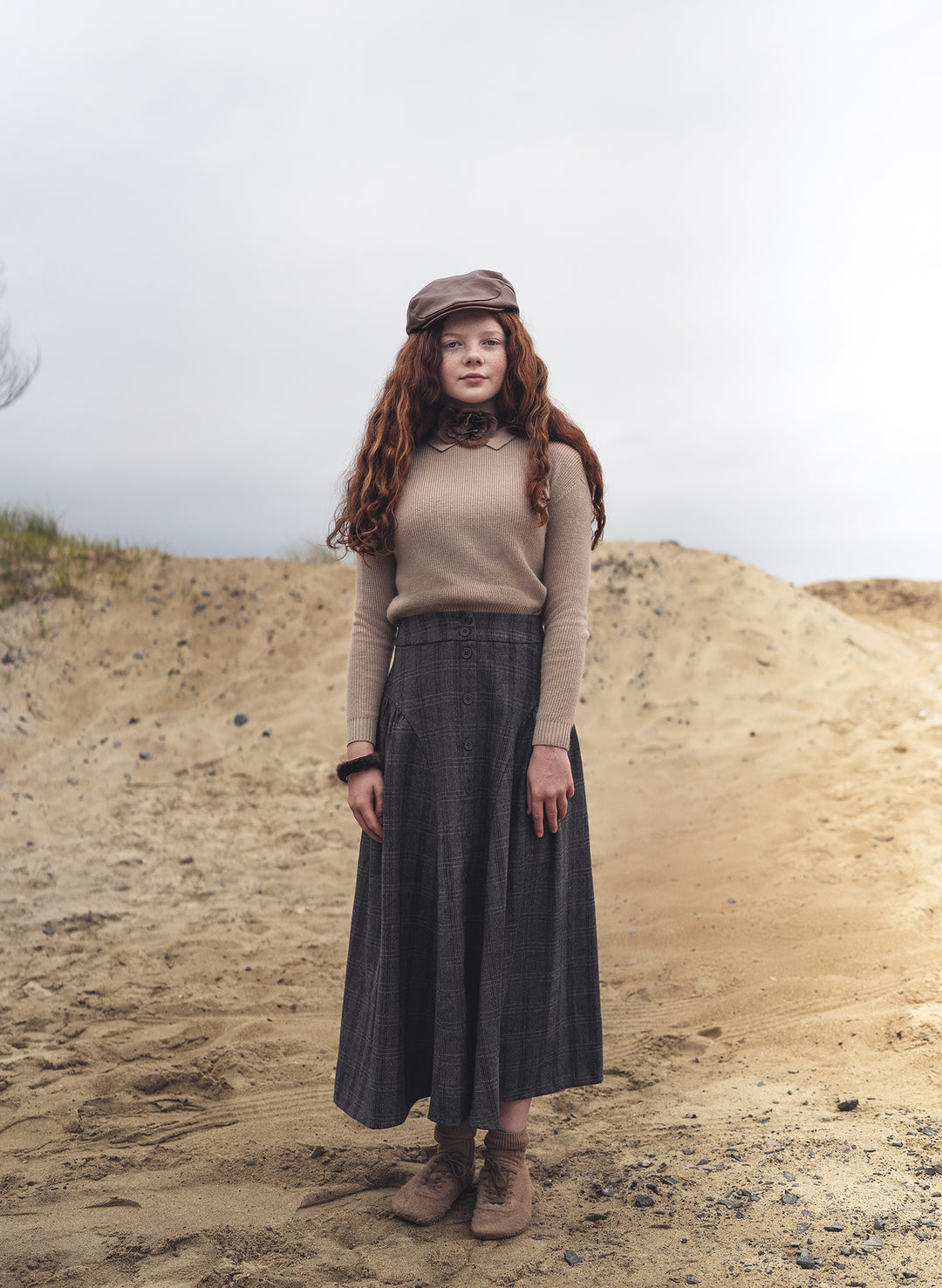 top l/s knit crew neck collared sweater - oat