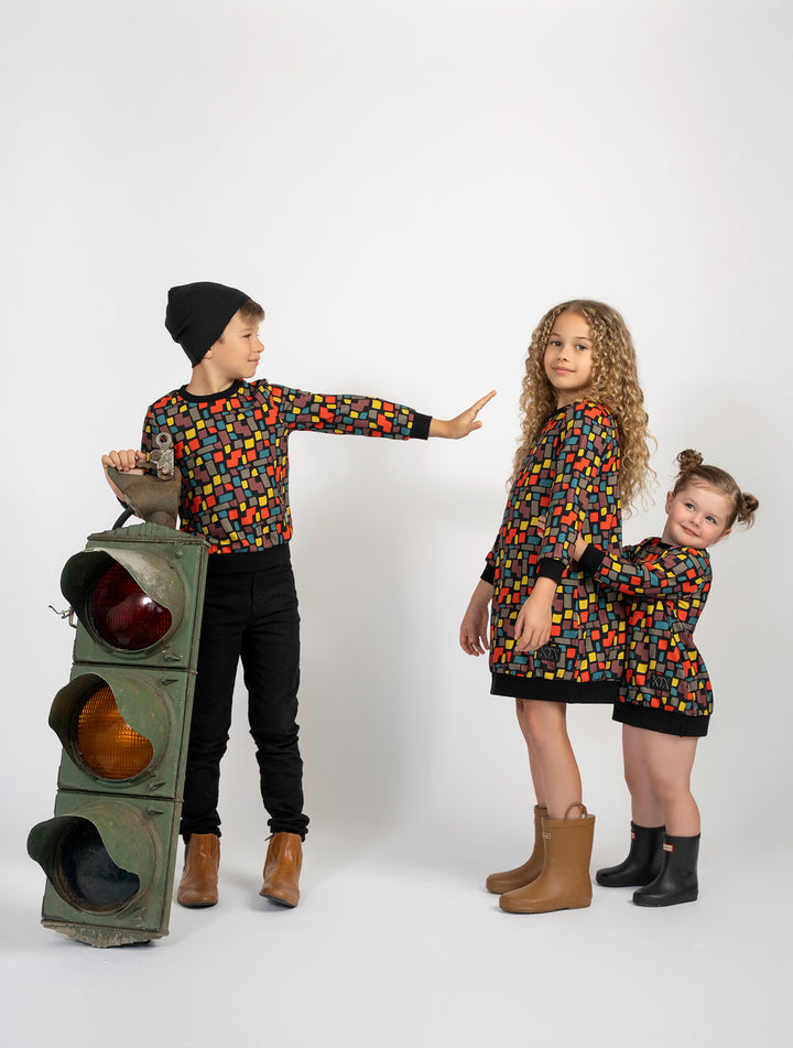 dress raw edge back zip detail sweatshirt - multi